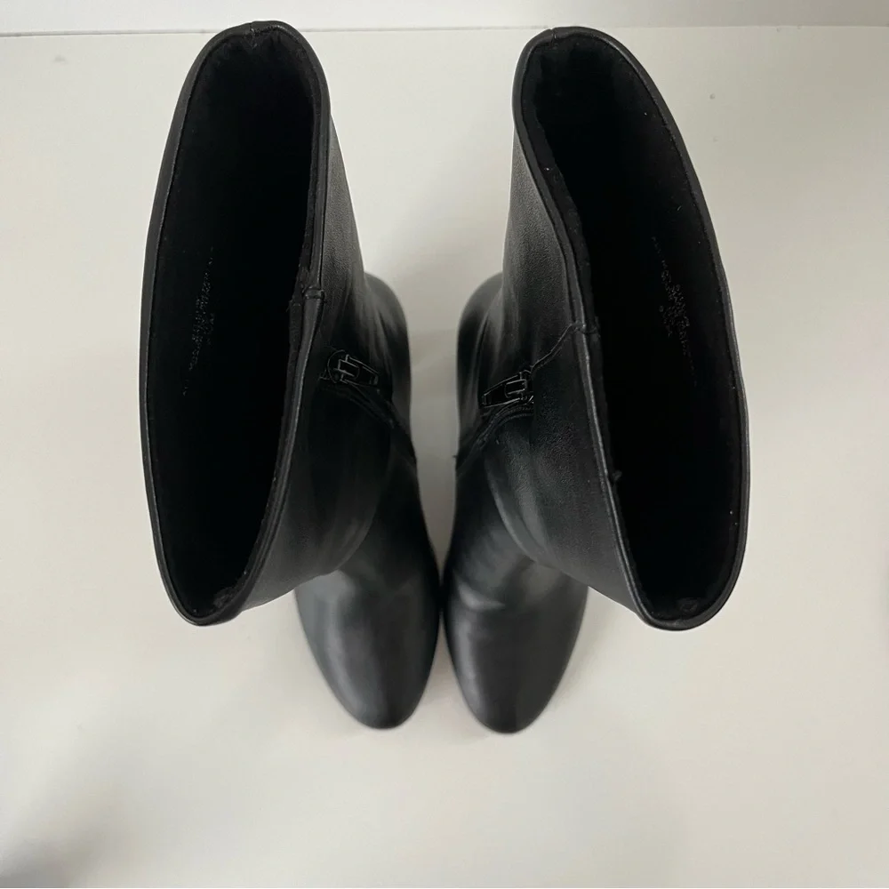 CHARLES DAVID Billow Faux Leather Pointed Toe Block Heeled Boot in Black NEW - Picture 5 of 14